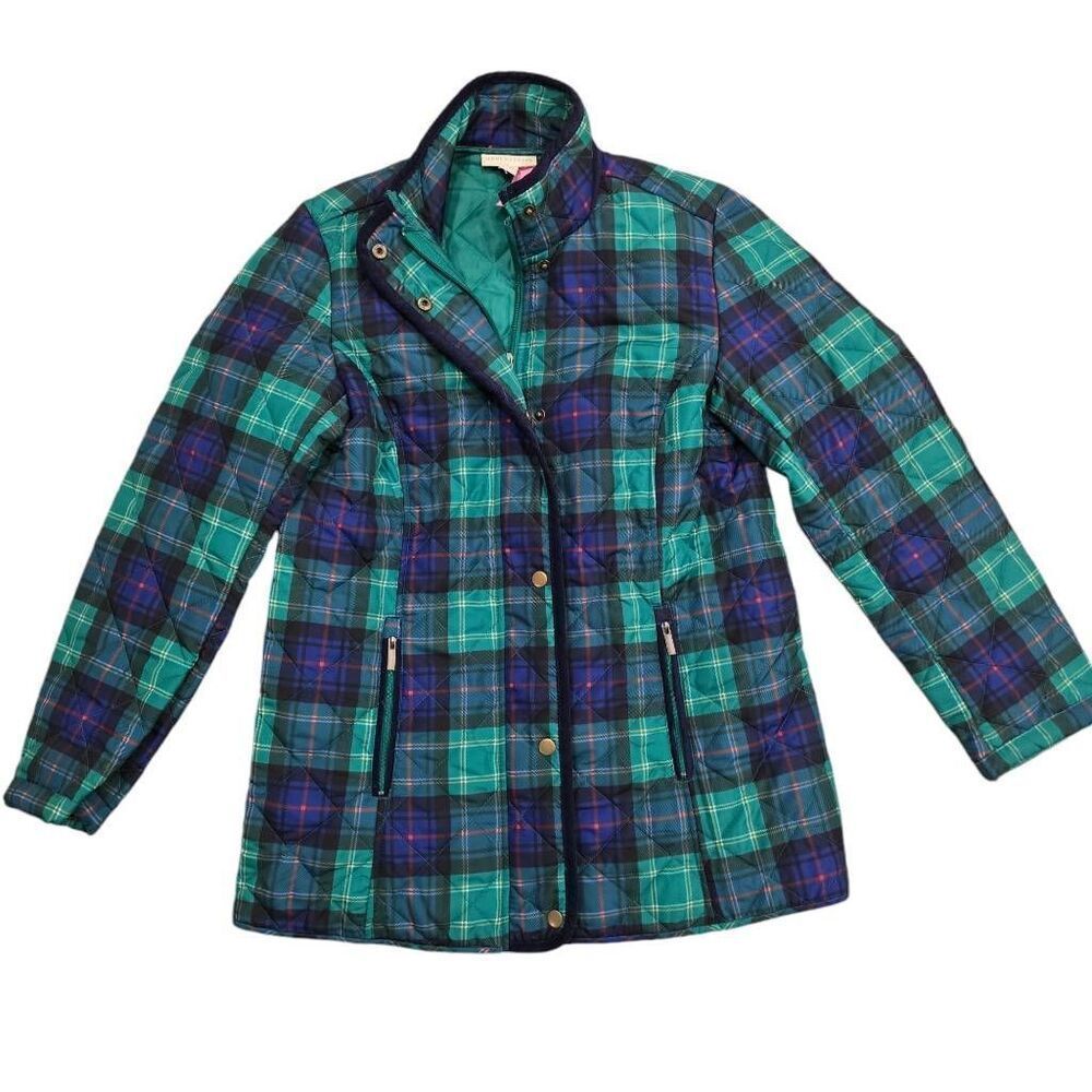 Appleseed's Puffer Jacket Womens Small Green Plaid Quilt 100% Polyester Gorpcore